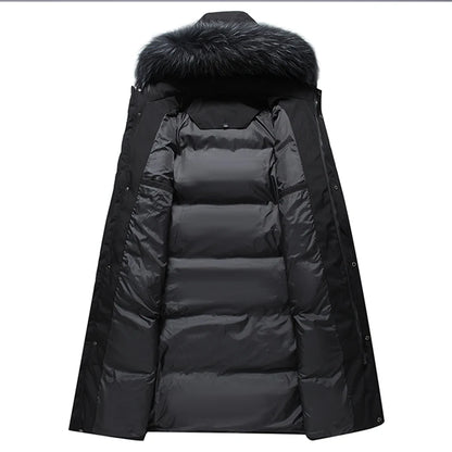 2022 New Men Thickened Down Jacket -30 Winter Warm Down Coat Jacket Men Fashion Long White Duck Hooded Down Parkas Plus Size 4XL