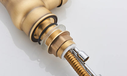 Rozin Antique Brass Kitchen Faucet Pull Out Spout Kitchen Faucets Black Single Hole Swivel Hot Cold Water Kitchen Mixer Tap