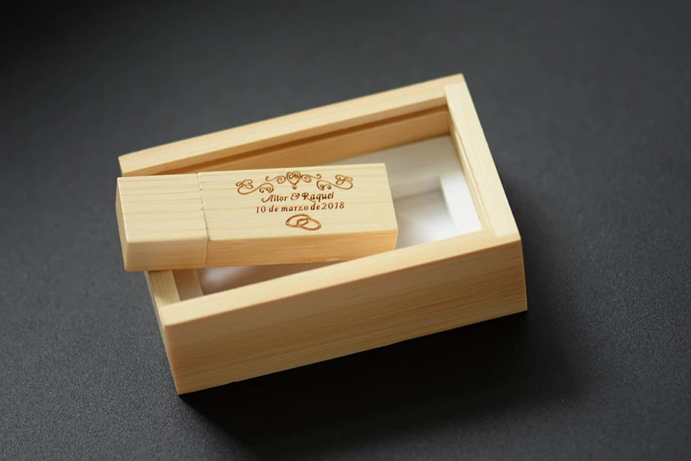 JASTER Free Custom Logo Photography Wedding Gift USB Flash Drive 128GB Wooden 64GB Box Pen Drive Maple Memory Stick 32GB 4G 16GB