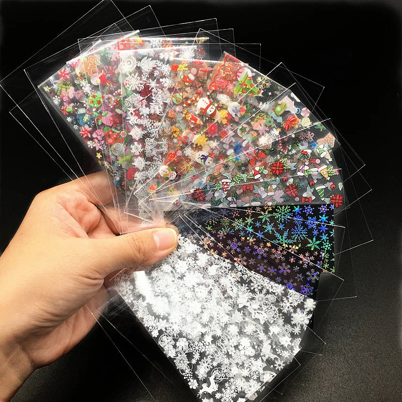 20 Rolls Halloween Nail Foils Gradient Transfer Paper Christmas Nail Art Stickers Stripe Floral Manicure Decals Nails Decoration