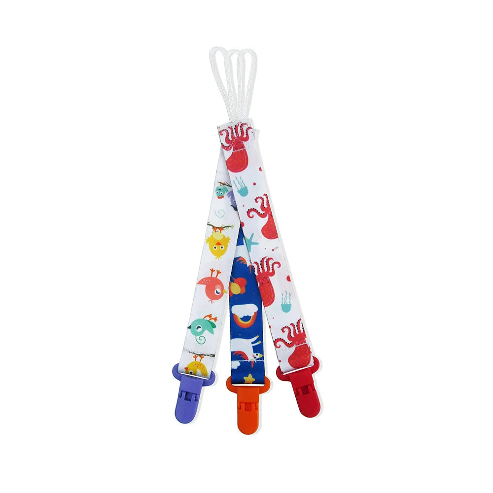 Chain Baby Pacifier Dummy Clip 3 Pcs/Set Personalized Pacifier Clip Nipple Holder for Baby Cartoon Print Child Pacifier Clips