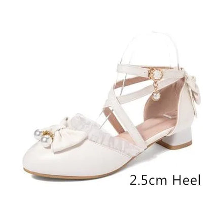 7-15 Years Old Girls High Heels Shoes Pink White Princess Girls Dress Shoes Summer Girls Party Shoes  X#12/10D50
