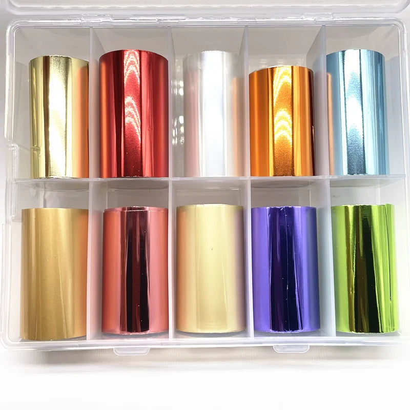 1 Box New Metal Nail Foils for Matt Transfer Paper Neon Stickers Champagne Nails Wraps Silver DIY Chameleon Nail Art Decorations