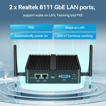 XCY Fanless Mini PC Intel Celeron J6412 N5095 2x GbE LAN 2x RS232 HDMI VGA WiFi 4G LTE Windows 10 Linux Industrial Computer