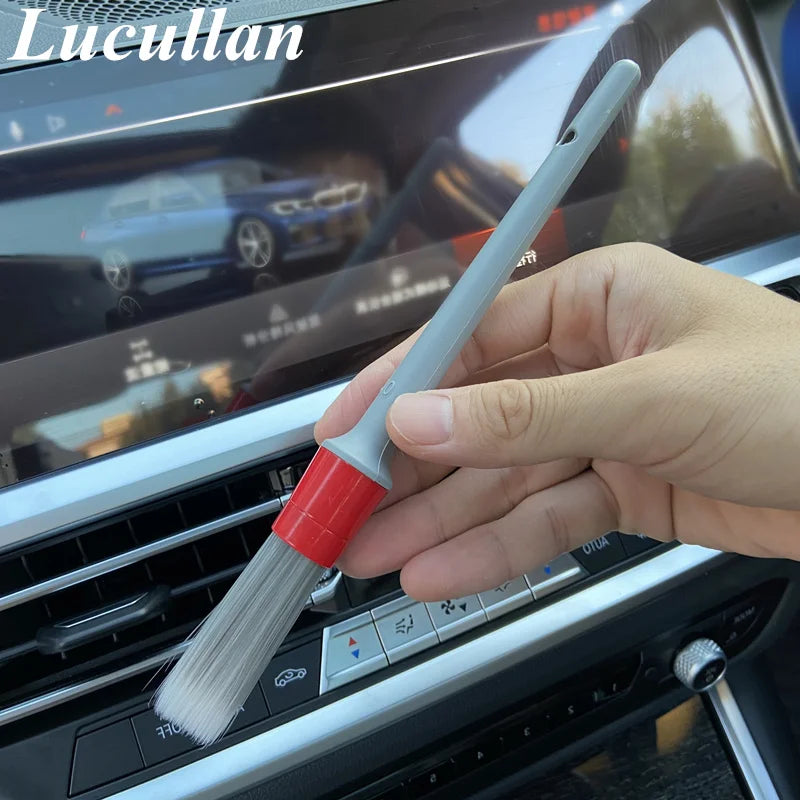 Lucullan Super Soft Synthetic Bristle Detailing Brushes Set PP Handle For Wheels,Tires, Engine Bay, Leather Seats, Door Panels