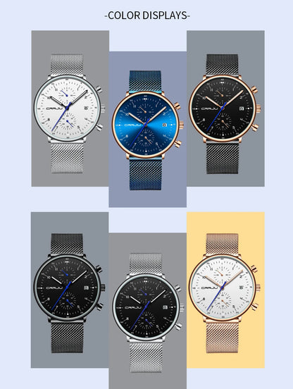 CRRJU Mens Watch Top Luxury Brand Men Stainless Steel WristWatch Men's Military waterproof Date Quartz watches relogio masculino