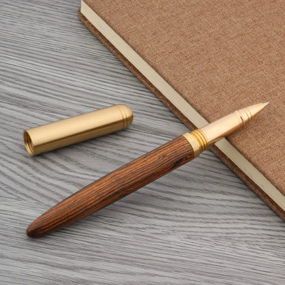 High Quality Copper WOOD RollerBall Pen brass Ebony spinning Red gold BALL POINT PEN Stationery Office school supplies Writing