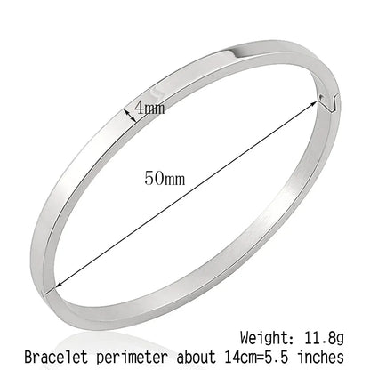 Hot Fashion Stainless Steel Jewelry Oval Bangle for Woman Child Charm Bracelet Party Love Wedding Brand Gift Wholesale