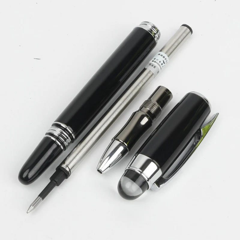 Baoer 79 Rollerball /Ballpoint Pen  Black Matte Silver Line Rotating Crystal Cover Office School Supplies Writing