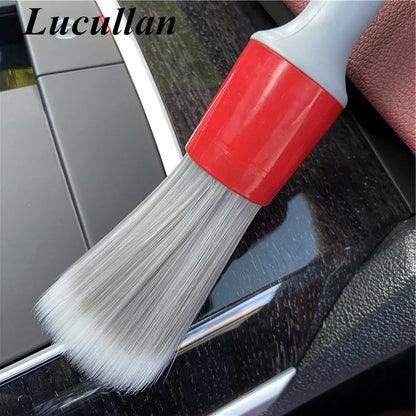 Lucullan Super Soft Synthetic Bristle Detailing Brushes Set PP Handle For Wheels,Tires, Engine Bay, Leather Seats, Door Panels