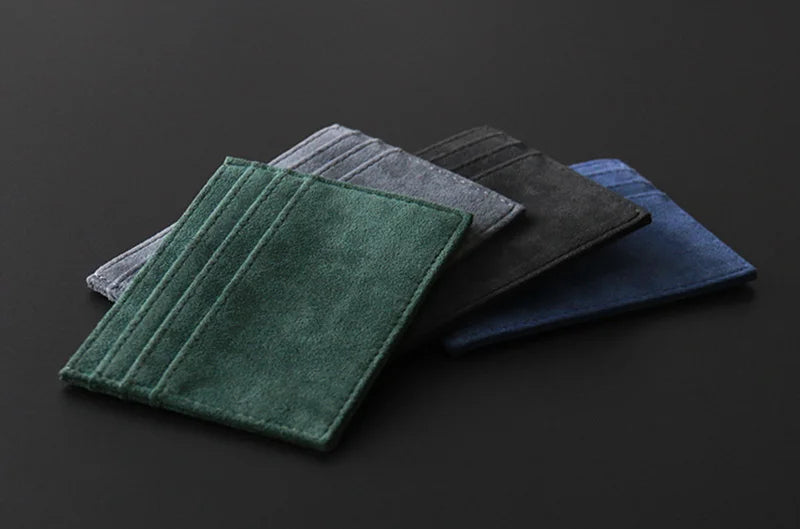 YMW ALCANTARA Card Holder Women & Man Turn fur Luxury Artificial Leather Slim Card Mini Wallet Small Thin Card Package