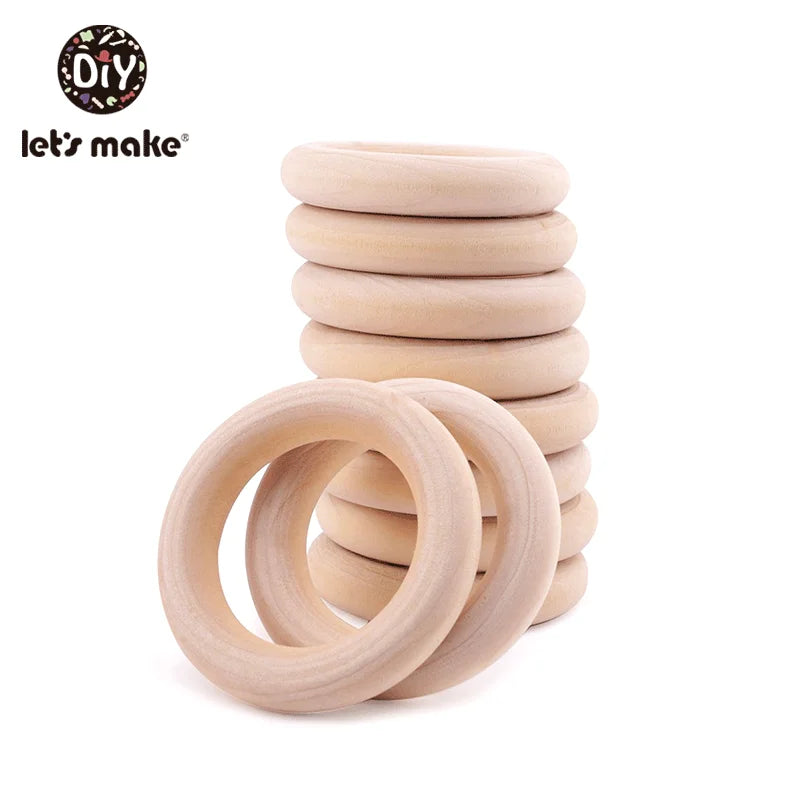 Let‘s Make 50pcs  Wooden Rings DIY Customize Logo 98/70/55/40mm Smooth Surface Natural Maple Wood Rodent Baby Teething Bpa Free