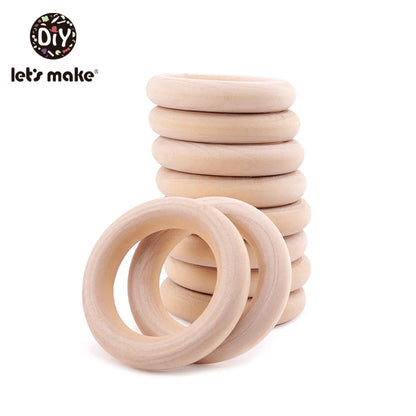 Let‘s Make 50pcs  Wooden Rings DIY Customize Logo 98/70/55/40mm Smooth Surface Natural Maple Wood Rodent Baby Teething Bpa Free