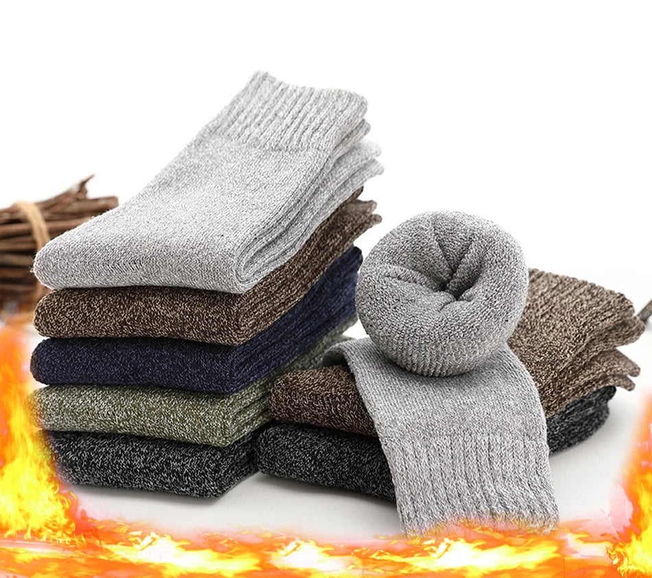 5 Pairs Thicken Socks Men High Quality Towel Keep Warm Winter Socks Cotton Christmas Gift Socks For Man Thermal Size 38-45