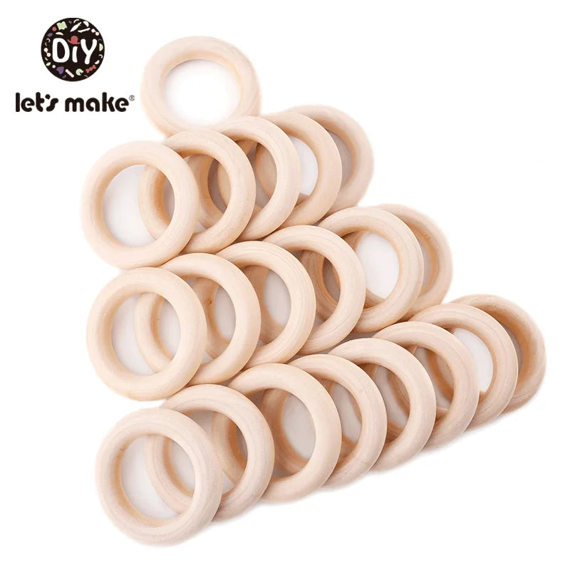 Let‘s Make 50pcs  Wooden Rings DIY Customize Logo 98/70/55/40mm Smooth Surface Natural Maple Wood Rodent Baby Teething Bpa Free