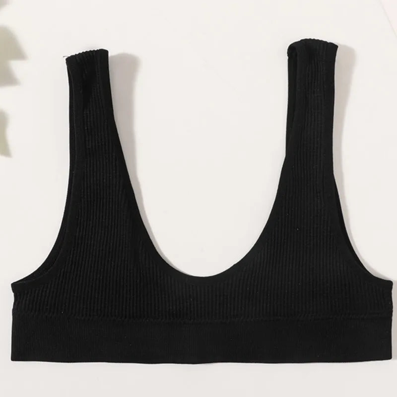 Women Push-Up Bra Small Cup Non-wire Bralette U-Neck Ribbed No-Pad Underwear Multiple Colors Crop Top Ladies Sexy Lingerie M-XL