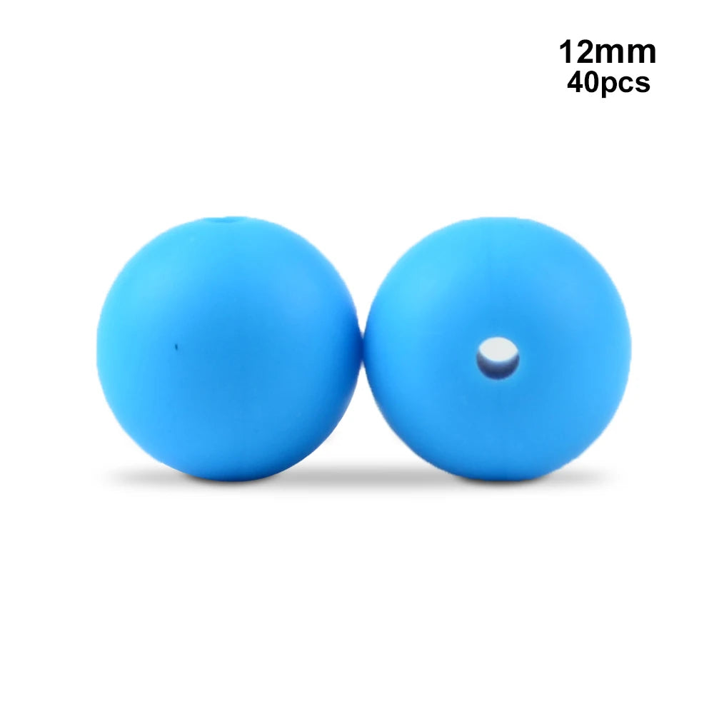 LOFCA 40pcs 12mm Silicone Beads Teething Chew Beads Food Grade Teether Necklace BPA Free Diy Jewelry Baby Teether Toy Pacifier