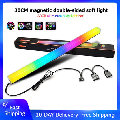 30cm Aluminum alloy RGB PC Case LED Strip Magnetic Computer Light Bar 5V/3PIN Small 4Pin ARGB Motherboard Light-Strip