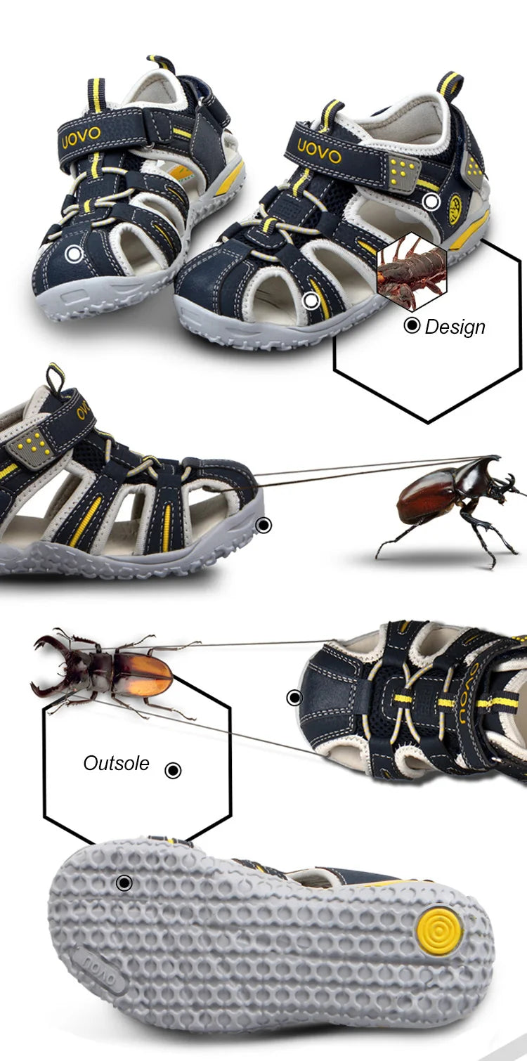 UOVO Brand 2026 Summer Beach Footwear Kids Closed Toe Toddler Sandals Children Fashion Designer Shoes For Boys And Girls #24-38