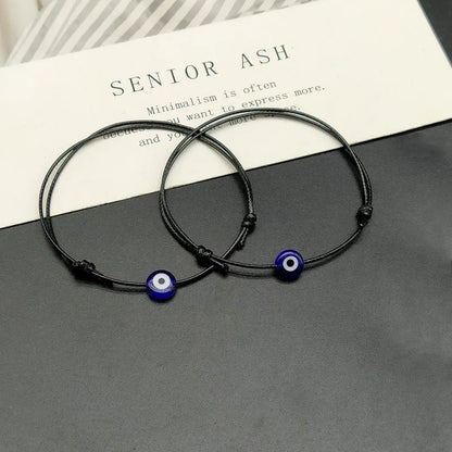 2 pcs Adjustable Lucky Black Red String Bracelets Flat Blue Evil Eye Woven Men Lucky Bracelet Women Femme New Fashion Jewelry