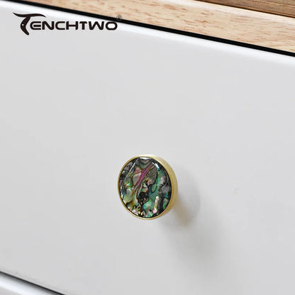 Natural Shell Gold Brass Wall Hooks Shoe Cabinet Knobs Closet Furniture Handle Wardrobe Drawer Pull Vintage Kitchen Accessories
