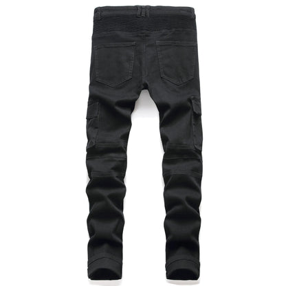 2022 New Fashion Mens Biker Jeans Punk Style Men Cargo Denim Pants  Zipper Pocket Motorcycle Jeans Male Pantalones Hombre