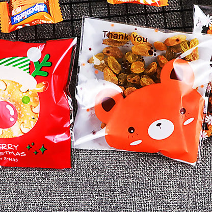 50/100 pcs 10x13cm Opp Self-Stick Transparent Packing Bear Owl Cookie Candy Wedding Birthday Christmas Party Gift Bag Wholesale