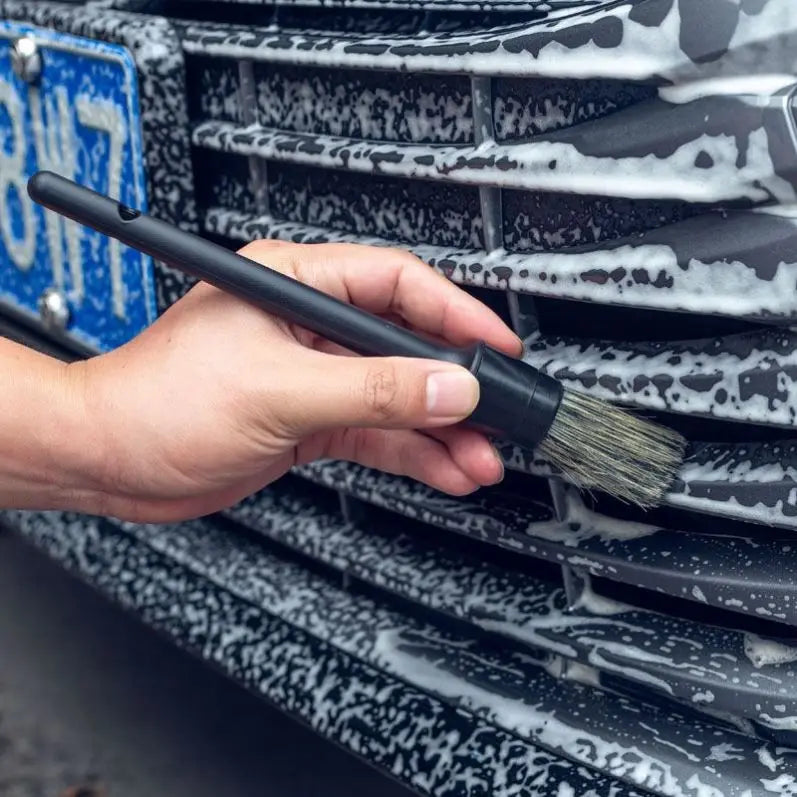 3Pcs Natural Boar Hair Car Detailing Brush Set Soft Bristle Car Cleaning Brush Kits Auto Tire Wheel Wash Exterior Accessories