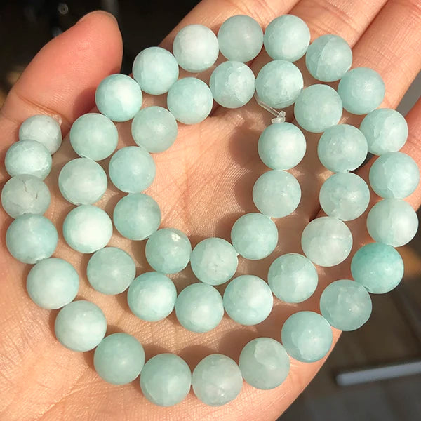 Natural Stone Beads Frost Dark Blue Cracked Dream Fire Dragon Veins Agates Beads For Jewelry Making DIY Bracelet 15‘’ 6/8/10mm