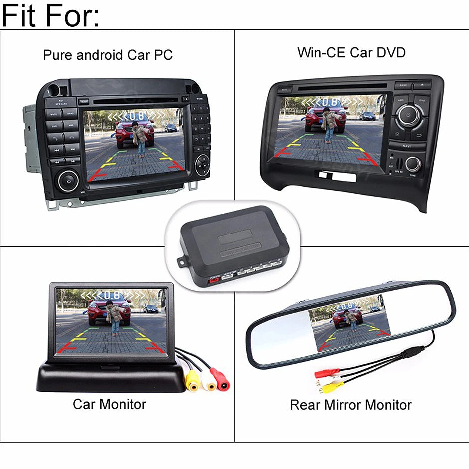 CVBS GreenYi Dual Core CPU Car Video Parking Sensor Reverse Backup Radar Assistance, Auto Parking Monitor Digital Display