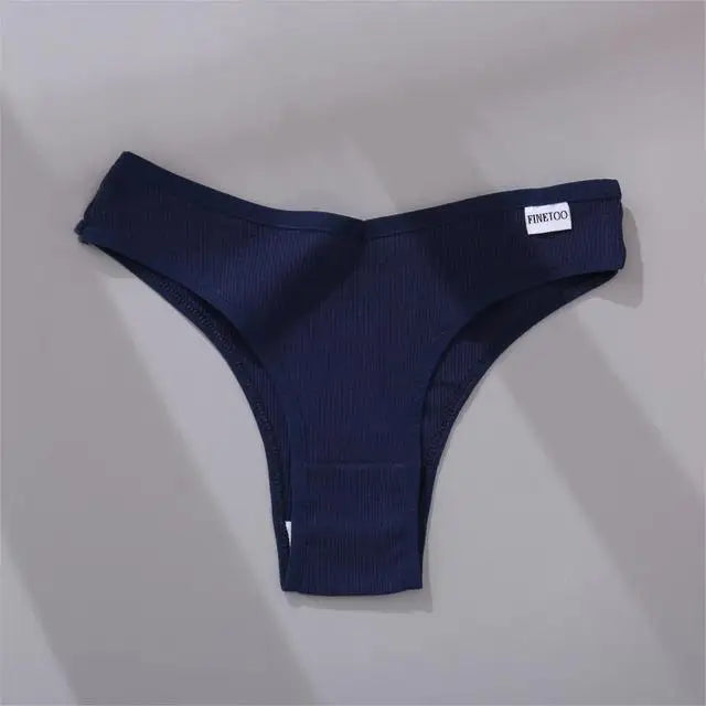 FINETOO 3/5Pcs Cotton Brazilian Panties Women's Panties Sexy V Waist T-Back Underwear Female Soft Underpants Lady Bikini Lingeri