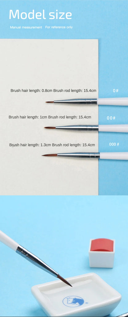 6Pcs/Set Fine Hand-painted Thin Hook Line Pen Drawing Art Pen #0 #00 #000 Paint Brush Art Supplies Nylon Hair Brush Painting Pen