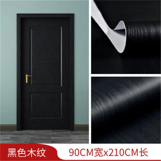 90x210cm/30X500cm Grey Wood Grain Wallpaper On The Door Adhesive  Furniture Refurbish Sticker Home Decor Wall Decal Door Sticker