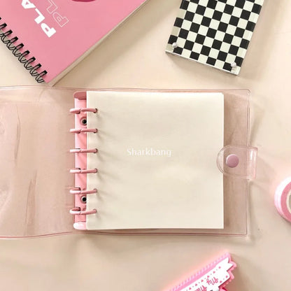 Sharkbang A7 Square Loose Leaf Diary Notebook Glitter Journals Agenda Planner PVC Binder Goo Card Book Gift Set Stationery
