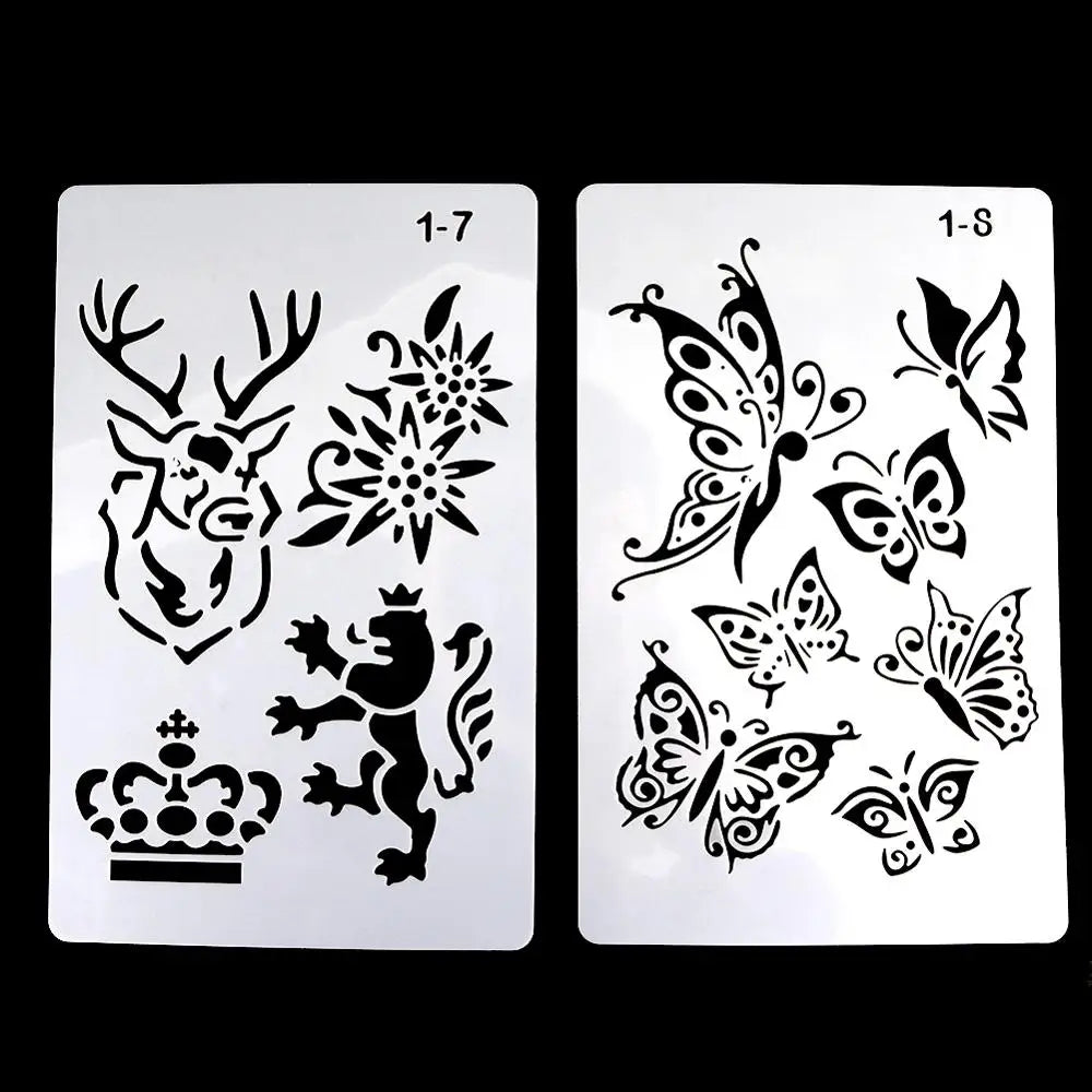 12 Design DIY Painting Template Wall Stencil Airbrush Scrapbook Coloring Embossing Album Diary Journal Drawing Copy Templates