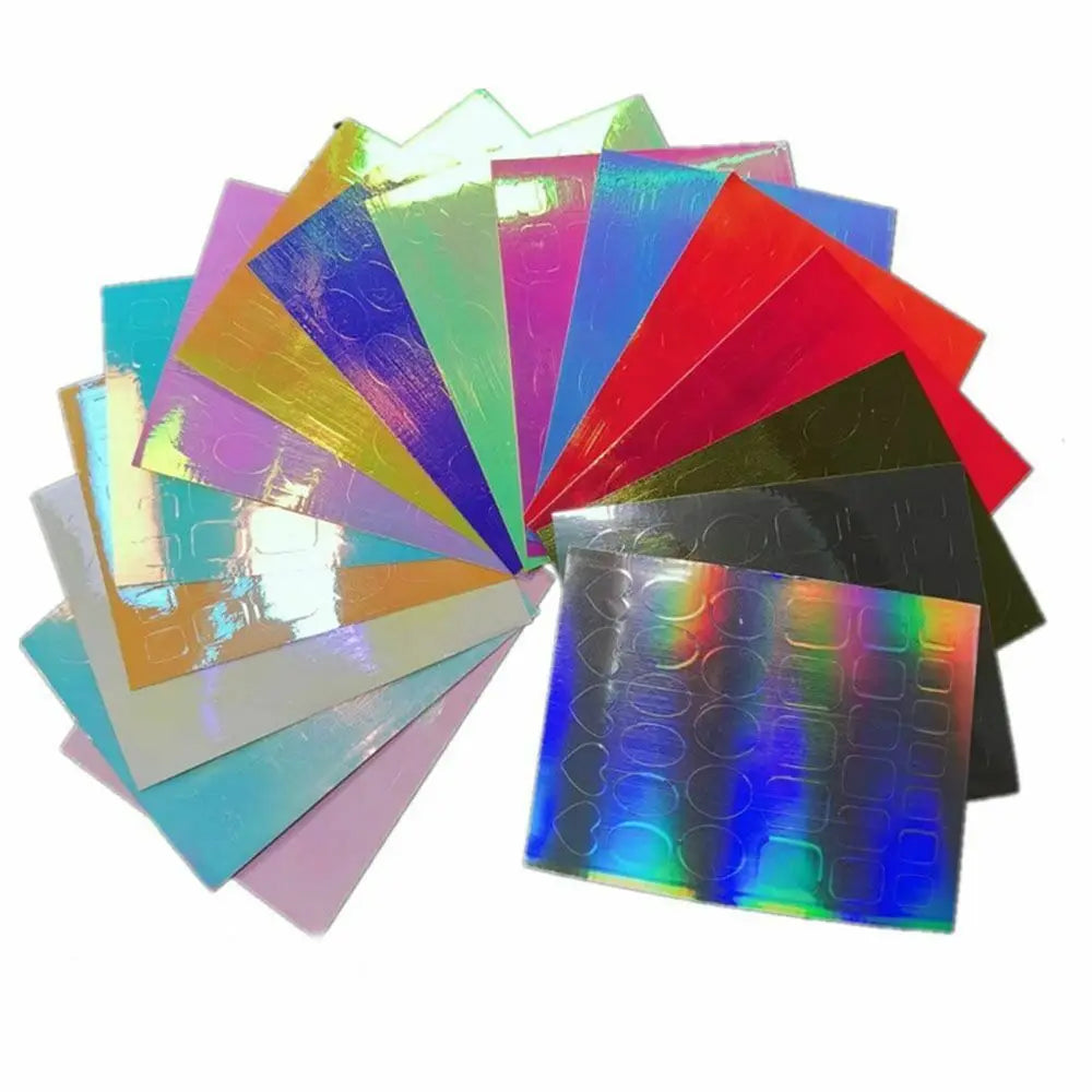 11pcs Aurora Glass Nail Foil Sticker Ice Cube Broken Glass Paper Iridescent Nail Film Decals Chameleon Reflective Nail Stickers