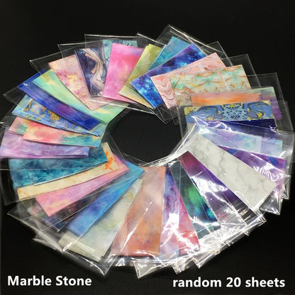 20 Rolls Halloween Nail Foils Gradient Transfer Paper Christmas Nail Art Stickers Stripe Floral Manicure Decals Nails Decoration