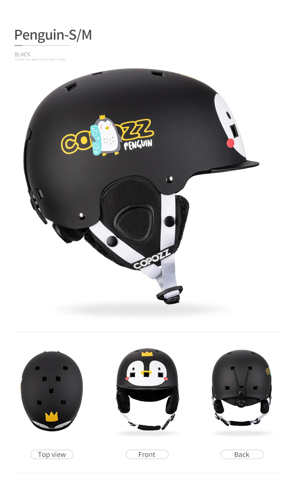 COPOZZ Cartoon Kids Children Ski Helmet Integrally-molded Outdoor Sports Protection Snowboard Helmet Women Skiing Equipment