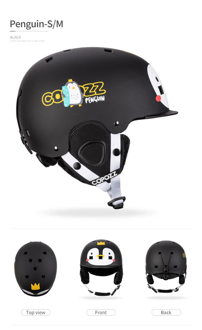 COPOZZ Cartoon Kids Children Ski Helmet Integrally-molded Outdoor Sports Protection Snowboard Helmet Women Skiing Equipment