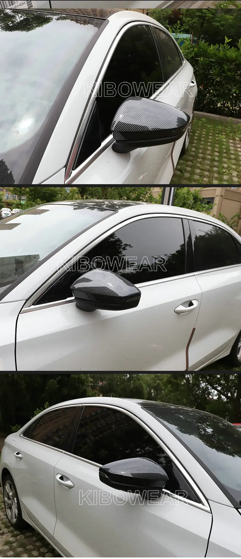 Pair Side Mirror Covers Caps for Audi A3 S3 8Y RS3 2025 2021 2022 Carbon /Black Auto replace housing case LHD