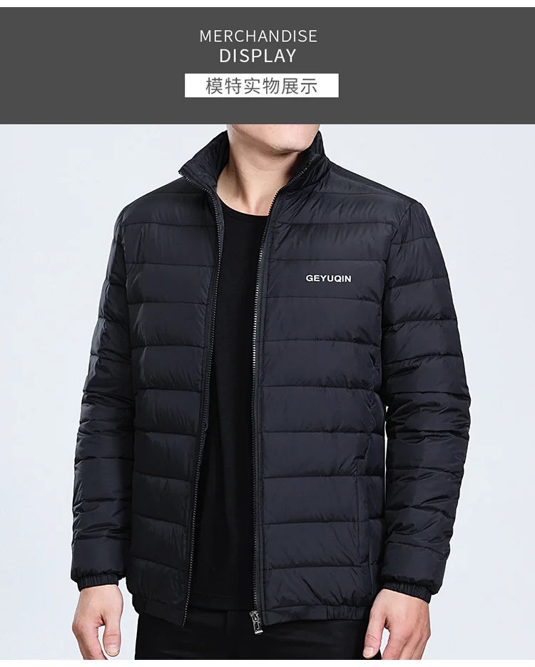 Quality Stand Collar Winter Duck Down Coats Men Warm Light Down Jackets Male Father's Down Coat Fashion Puffer Jackest  JK-826