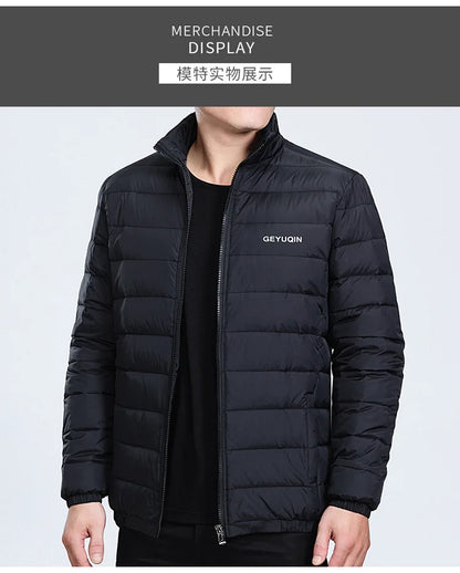 Quality Stand Collar Winter Duck Down Coats Men Warm Light Down Jackets Male Father's Down Coat Fashion Puffer Jackest  JK-826