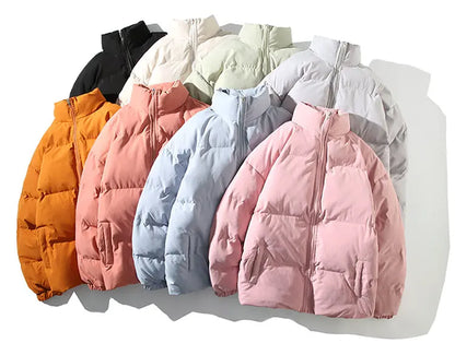 Winter Jacket Men Parkas Thicken Warm Coat Mens Stand Collar Solid Color Casual Parka Women Fashion New Streetwear 5XL
