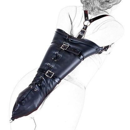 SM Sexy Restraint Arm Binder Behind Back Straight Jacket Leather Armbinder Slave Lockable Bondage Shoulder Straps Club Role play