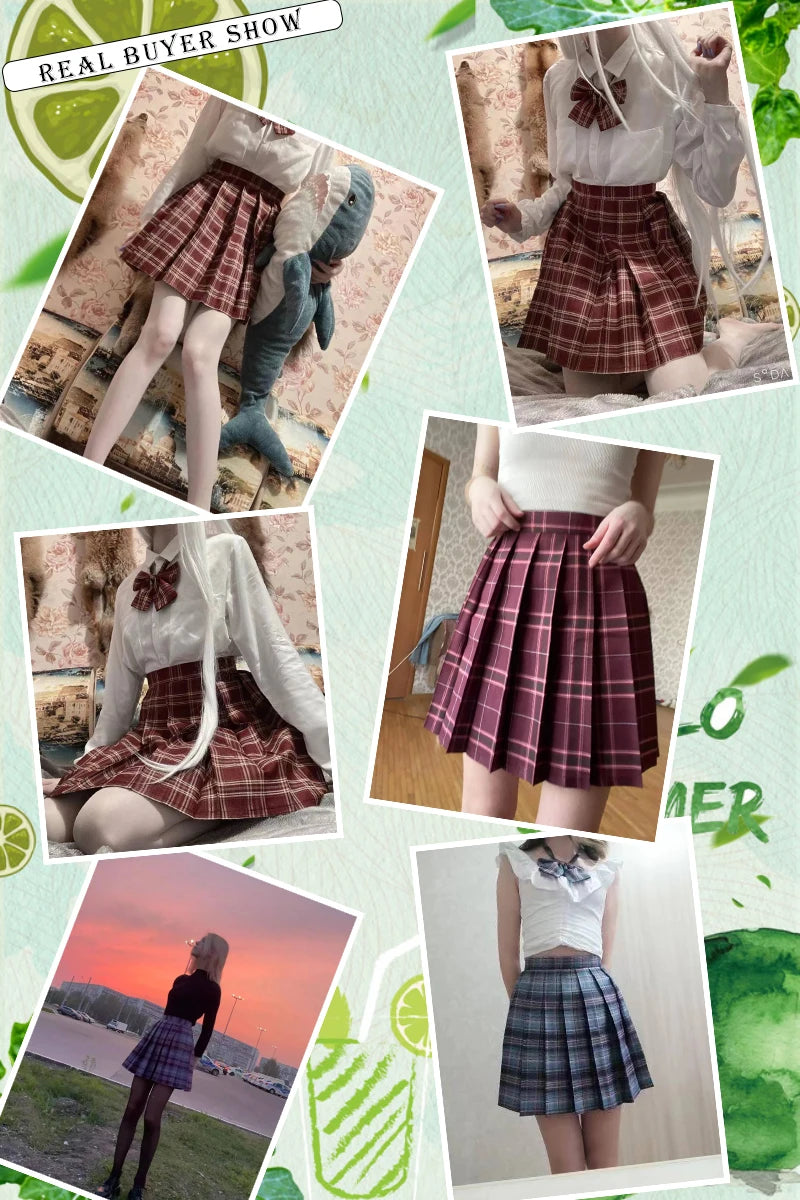 JMPRS Plaid Women Pleated Skirt Bow Knot Summer High Waist Preppy Girls Dance Mini Skirt Cute A Line Harajuku Sexy Japan Faldas