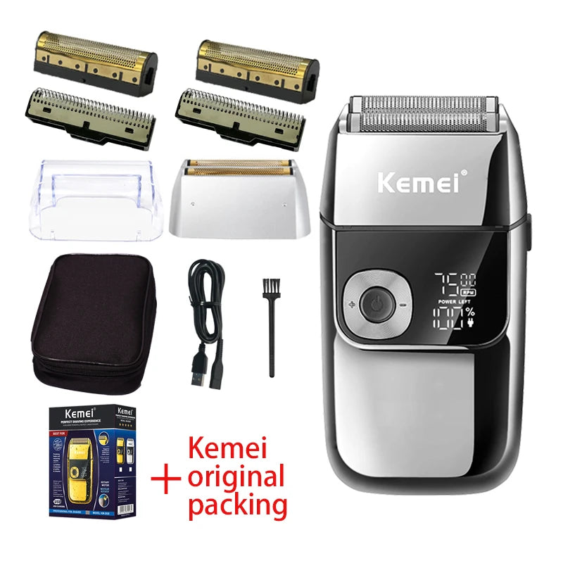 Kemei 2 in 1 Electric Shaver Men Electric Razor Rechargeable Beard Shaver Floating Hair Trimmer Face Care Beard Shaving Machine