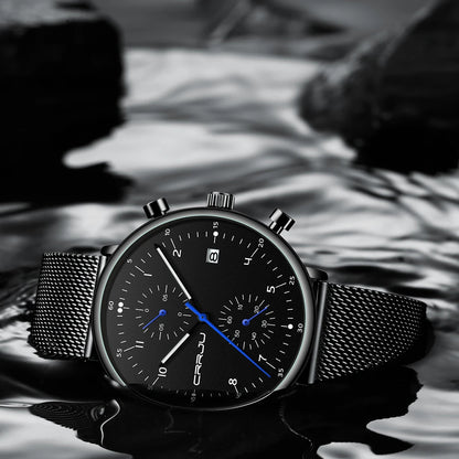 CRRJU Mens Watch Top Luxury Brand Men Stainless Steel WristWatch Men's Military waterproof Date Quartz watches relogio masculino