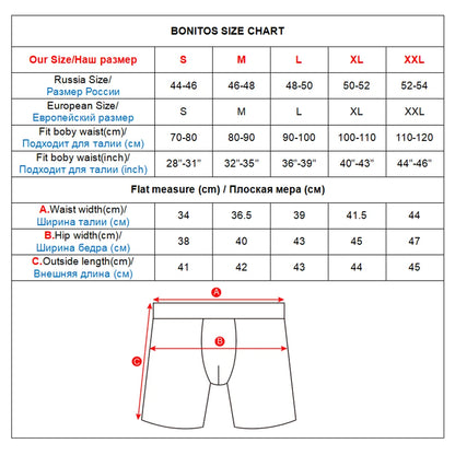 BONITOS Men Boxers Long Leg Man Underwear Soft Men Underpants Natural Cotton Sexy Boxer Shorts Top Brand Long Men's Panties