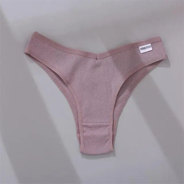 FINETOO 3/5Pcs Cotton Brazilian Panties Women's Panties Sexy V Waist T-Back Underwear Female Soft Underpants Lady Bikini Lingeri
