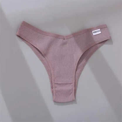 FINETOO 3/5Pcs Cotton Brazilian Panties Women's Panties Sexy V Waist T-Back Underwear Female Soft Underpants Lady Bikini Lingeri